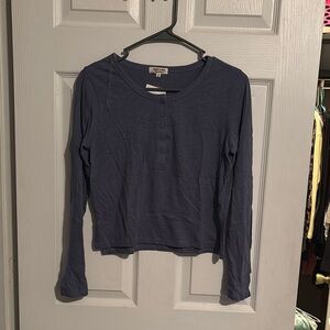 Blue Long Sleeve Henley Top